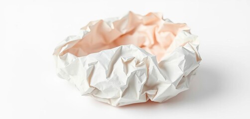 A crumpled white paper ball, isolated on a white background,  crumpled,  recycling