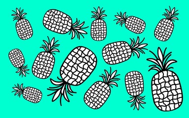 seamless background with pineapple. Cute pineapple fruits pattern background vector design. pineapple fruit illustration in flat style. fresh summer pine apple.  summer Background Background