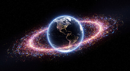 Obraz premium Earth glowing rings illustration