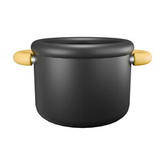 Black Pot with Yellow Handles