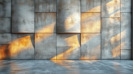 Architectural Concrete Wall Panels Modern Interior Design Sunlight Texture Background