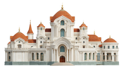 Fototapeta premium Grand Architectural Marvel: A meticulously crafted building displays an artistic blend of design, with intricate details and captivating aesthetic. A symbol of elegance and cultural heritage.