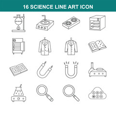 full editable line art icon of science icon on white background 