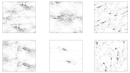 Grunge overlay textures with dust grain isolated on white background.  Distressed paper with old, worn overlay effect. Torn and crumpled pattern for poster or vinyl album cover.