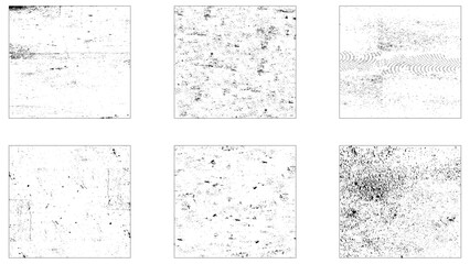 Grunge overlay textures with dust grain isolated on white background. Vintage grunge background with dirty edges and scratches.