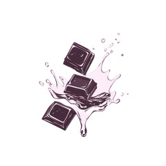 Dark Chocolate Splash with Squares and Liquid Graphical Design
