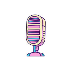 Colorful vintage microphone design in pop art style for creatives