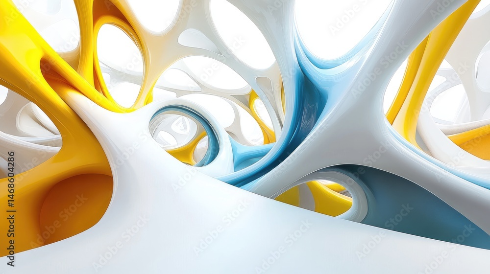 Poster abstract shapes in vibrant colors creating a surreal design.