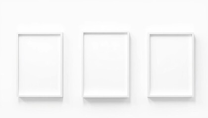 Three sleek, minimalist frames on a white background, varying slightly in size and position, rectangle, style