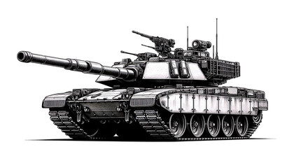 Naklejka premium Graphic Design Vector Art of Vintage Tank: Military Vehicle Illustration Showcasing Modern Warfare and Combat Technology