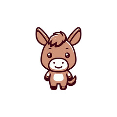 Cute Cartoon Donkey Standing Vector Mascot
