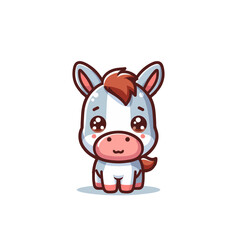 Cute Cartoon Donkey Standing Vector Mascot