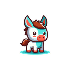 Cute Cartoon Donkey Standing Vector Mascot