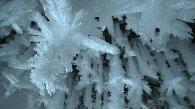 The formation of blue ice crystals in the cave demonstrates the stunning beauty