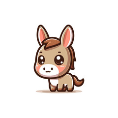 Cute Cartoon Donkey Standing Vector Mascot