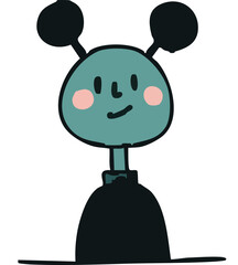 Friendly, monster, alien, Retro vector illustration, cute video game graphic, blue and pink, minimalist simple 2d retro vintage style art, icon, element for web, game, print, flyer