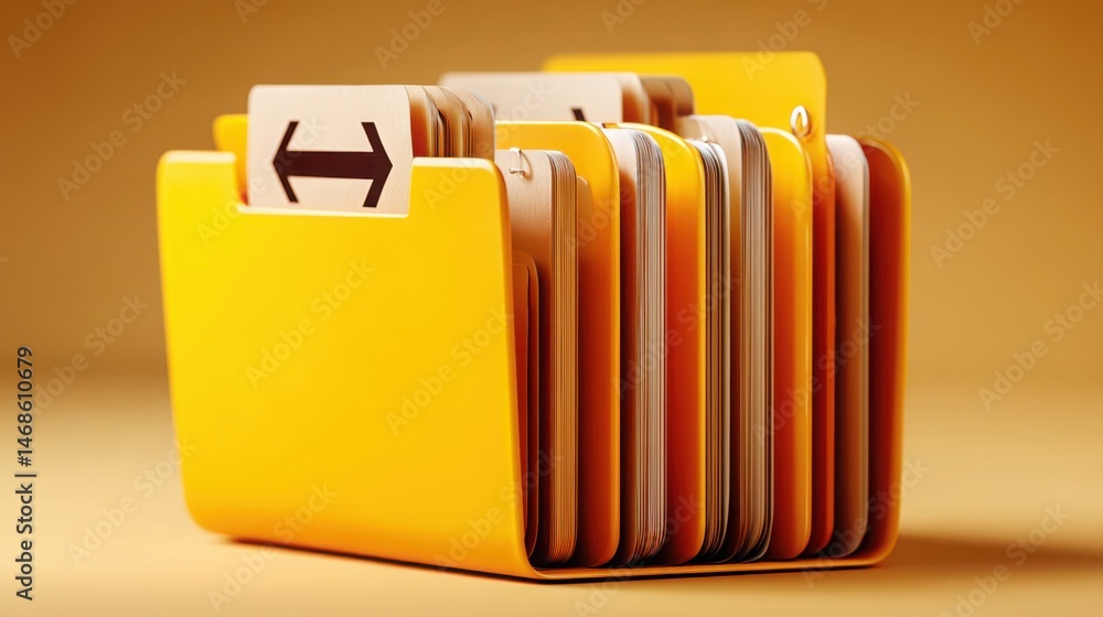 Poster folder with paper clip illustrating ai flow arrows inside representing internal automation and docum