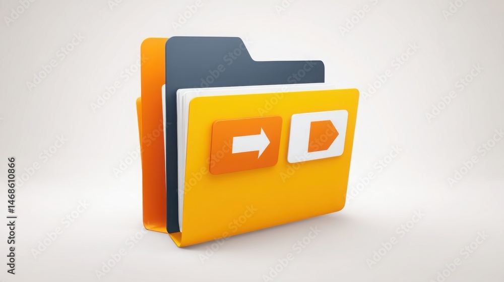 Poster classic folder icon depicting a folder with download and signal icons illustrating synchronization o