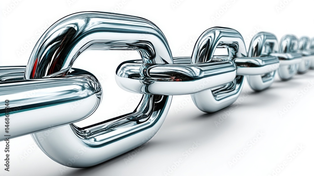 Poster a unique chain with a distinct red link forming a hexagon symbolizing a structured process in engine