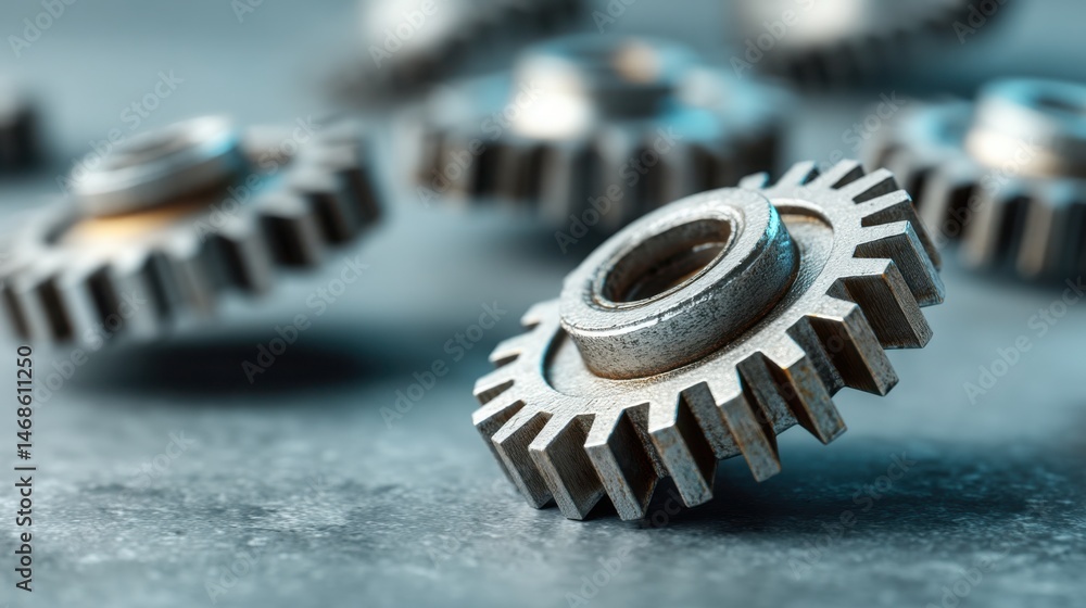 Poster a detailed gear wheel floating in a digital inbox representing automation in communication and techn