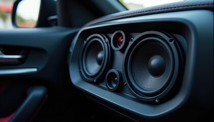 High-quality car audio speakers installed in a vehicle's interior , automotive audio, in-car entertainment, vehicle accessories