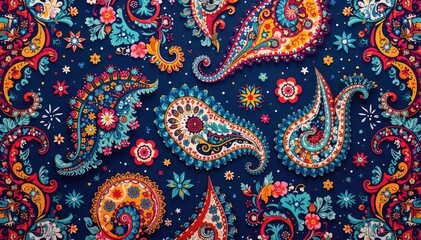 Intricate paisley pattern background, vibrant colors, swirling design Perfect for textile, fashion, and design projects , paisley fabric, texture