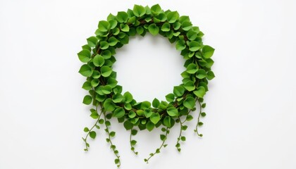 Decorative greenery wreath modern home decor digital image minimalist style front view nature-inspired aesthetic