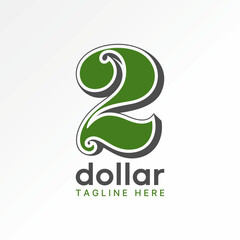 Fototapeta premium Logo design graphic concept creative premium vector stock image top sell letter number 2 dollar font classic money currency typography business script