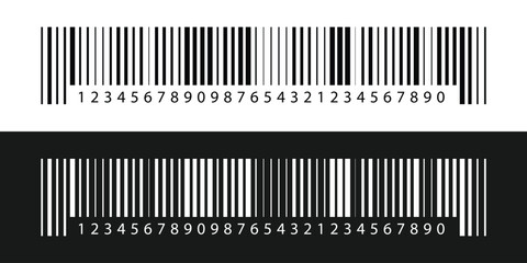 Barcode and QR code labels for scanning, retail store product ID labeling stickers. Pricing tags, serial number badges, inventory barcodes, package tracking codes vector in eps 10.