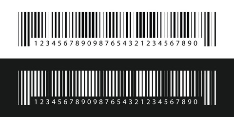 Barcode and QR code labels for scanning, retail store product ID labeling stickers. Pricing tags, serial number badges, inventory barcodes, package tracking codes vector in eps 10.