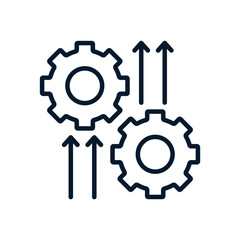 Operational excellence concept, production growth. Vector linear icon isolated on white background.