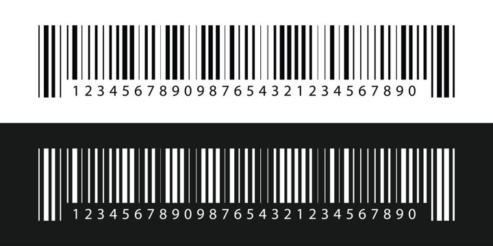 Barcode and QR code labels for scanning, retail store product ID labeling stickers. Pricing tags, serial number badges, inventory barcodes, package tracking codes vector in eps 10.