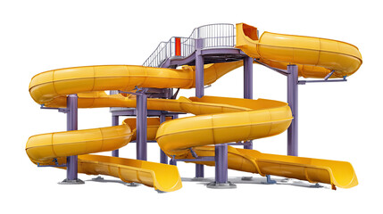 Fototapeta premium Water Park Adventure: A thrilling water slide spirals and curves, inviting exhilarating descents and refreshing aquatic fun.
