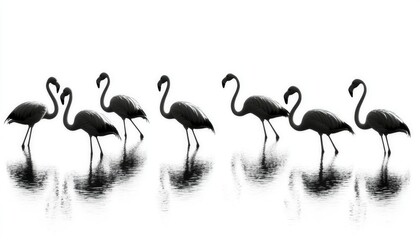 Obraz premium Flamingos in Silhouette