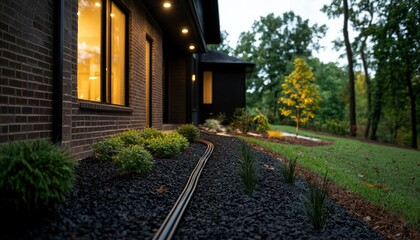 Fototapeta premium Modern home exterior with landscaping