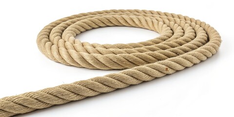 Obraz premium Coiled Natural Rope - Thick Twisted Strand, nautical , knot