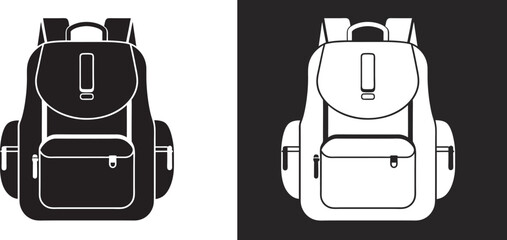 Backpack silhouettes, Backpack vector art, hand drawn backpack different shape, vector set of bags for things symbol, vector illustration