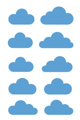 Blue Cloud Icon Set Flat Weather Symbols Vector Design