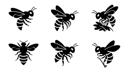 Bee Silhouette Vector Icons Collection for Nature and Wildlife Design