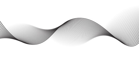 Flowing dots particles wave pattern black isolated on white background. Vector in concept of technology, science, music, modern. vector