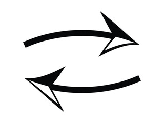 Double Headed Curve Arrow icon set. A collection of bold black curved arrows on a white background. Set of double arrow icons. Vector illustration.
