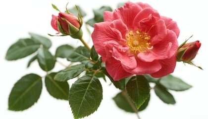 Pink rose with buds