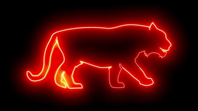  Hand drawn animal silhouette  neon animation	