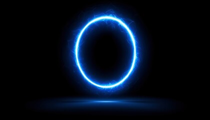 Obraz premium Glowing blue circle on black background
