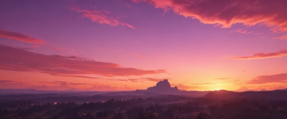 Obraz premium Fiery sunset paints sky in orange, pink, purple Breathtaking horizon , spectacular, sky, tranquil