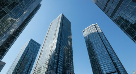 Obraz premium Modern skyscrapers against a clear sky (1)
