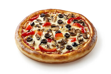 Delicious Vegetarian Pizza with Mushrooms Olives and Peppers