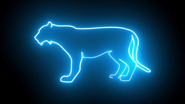  Hand drawn animal silhouette  neon animation	