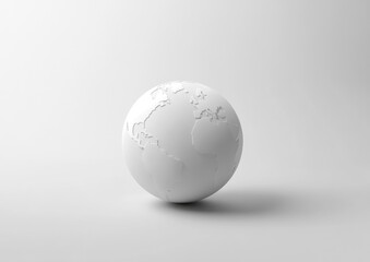 A minimalist white globe, subtly showing continents