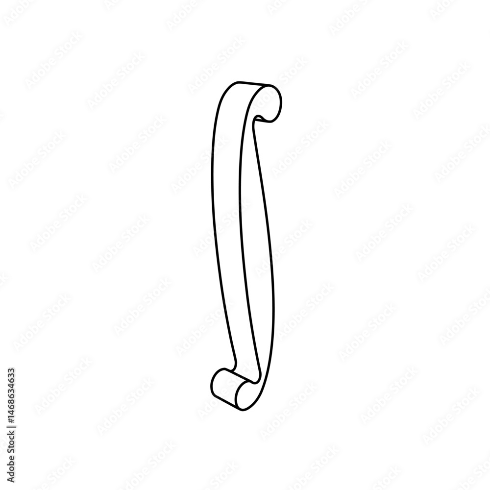 Poster the outline of a large integral symbol is made with black lines. 3d view of the object in perspectiv
